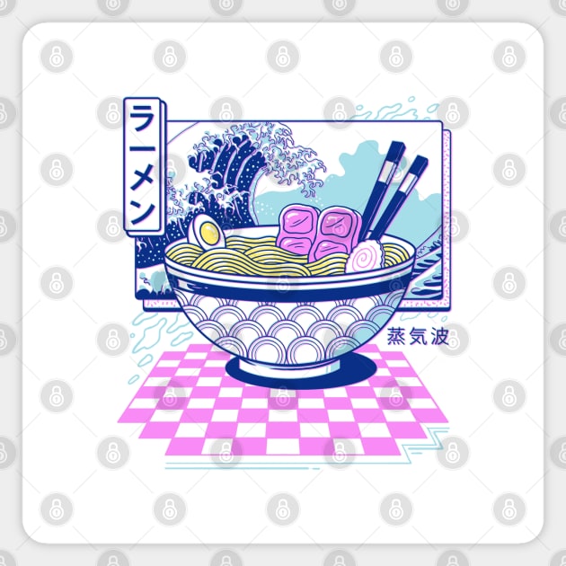 Vaporwave Ramen Sticker by Vincent Trinidad Art